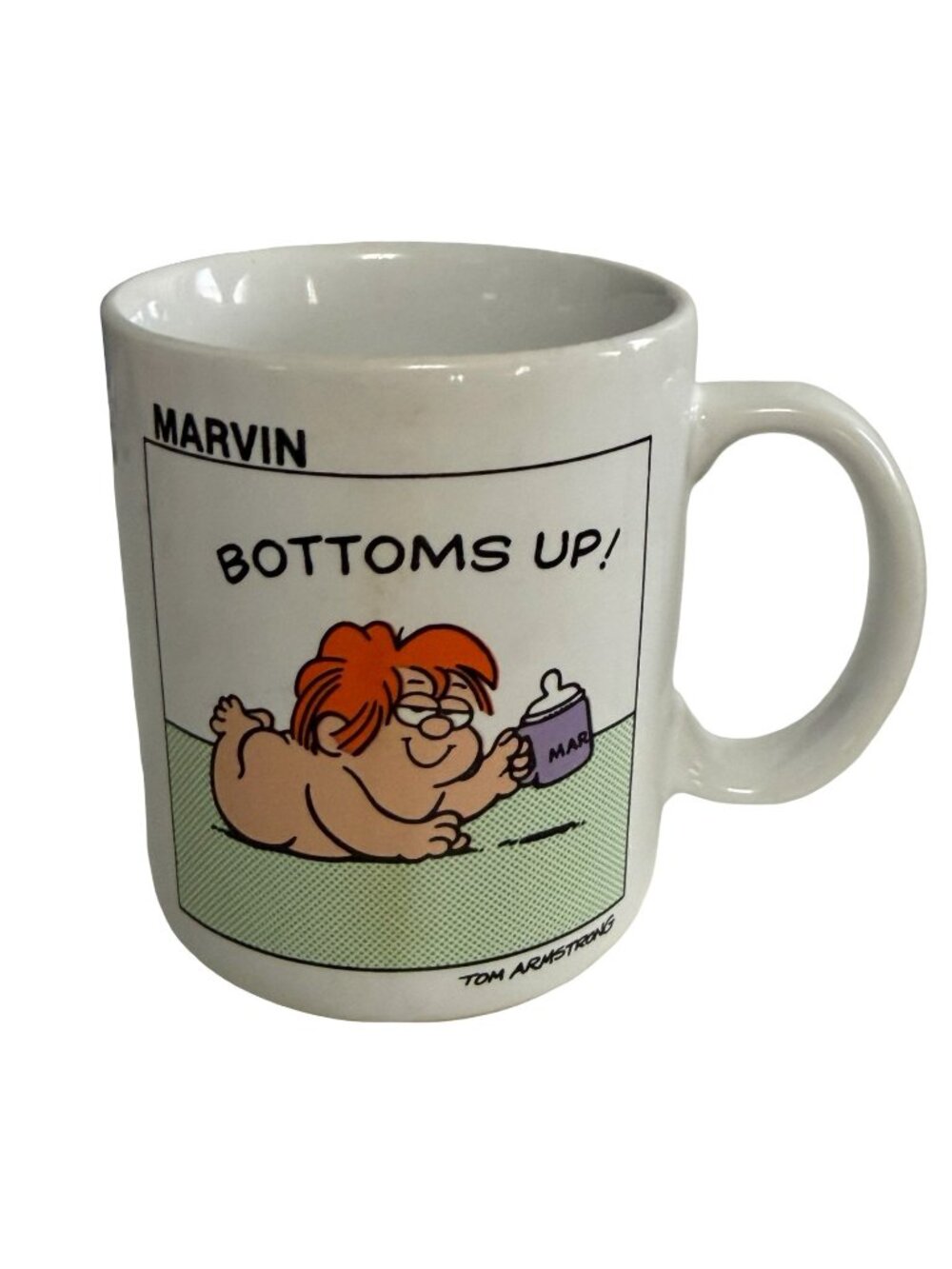 Vintage 1982 Hallmark Marvin “Bottoms Up!” Coffee Mug Tom Armstrong Made in Japa